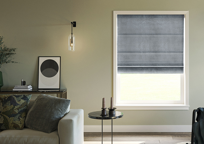 Velvet Opulence (Blackout), Storm Grey - Motorised Roman Blind - Image 3